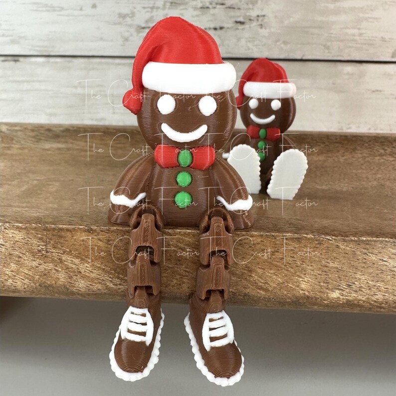 3D Printed Gingerbread Man Fidget Toy: Christmas Statue With Tennis ...