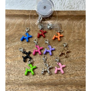 Badge reel charms, removable badge reel charms, balloon dog charms, clip on balloon dog badge reel charms, cute balloon dog charms.
