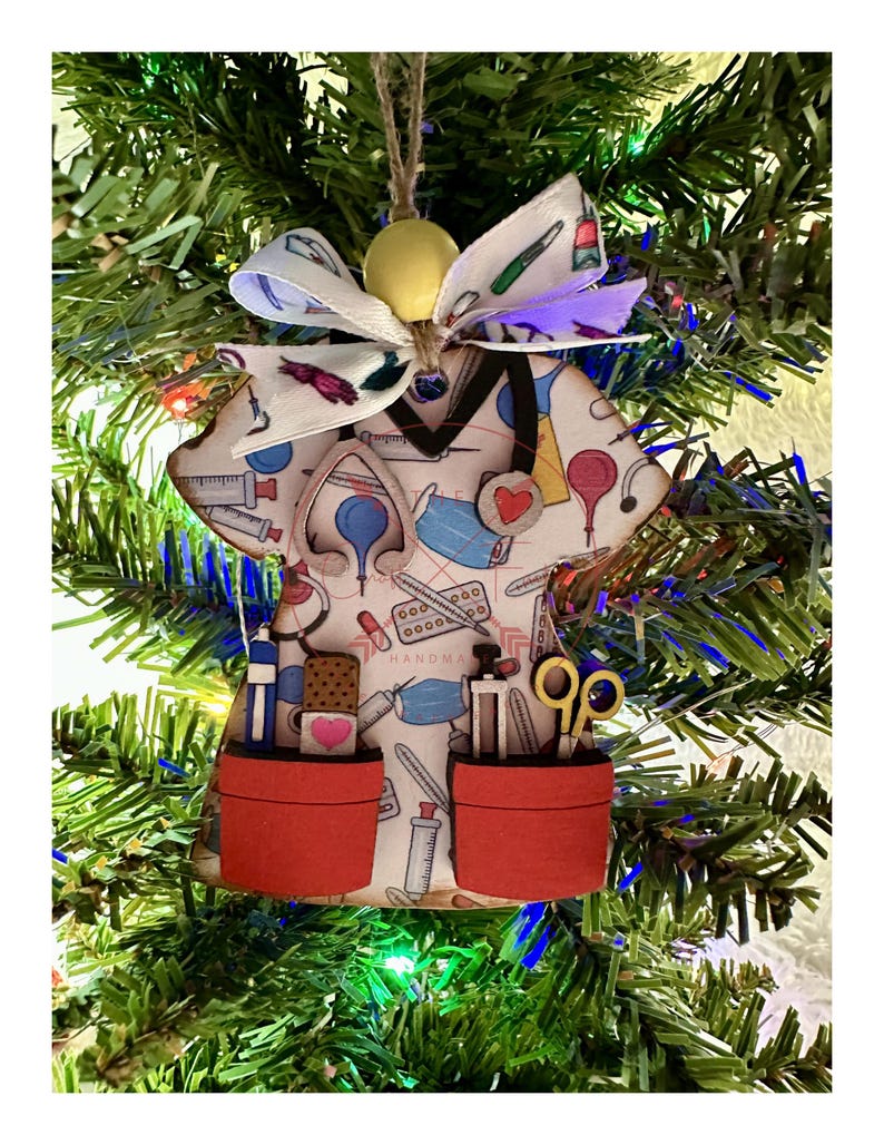 Nurse Christmas Ornament, Scrub Top Ornament, Medical Top Ornament