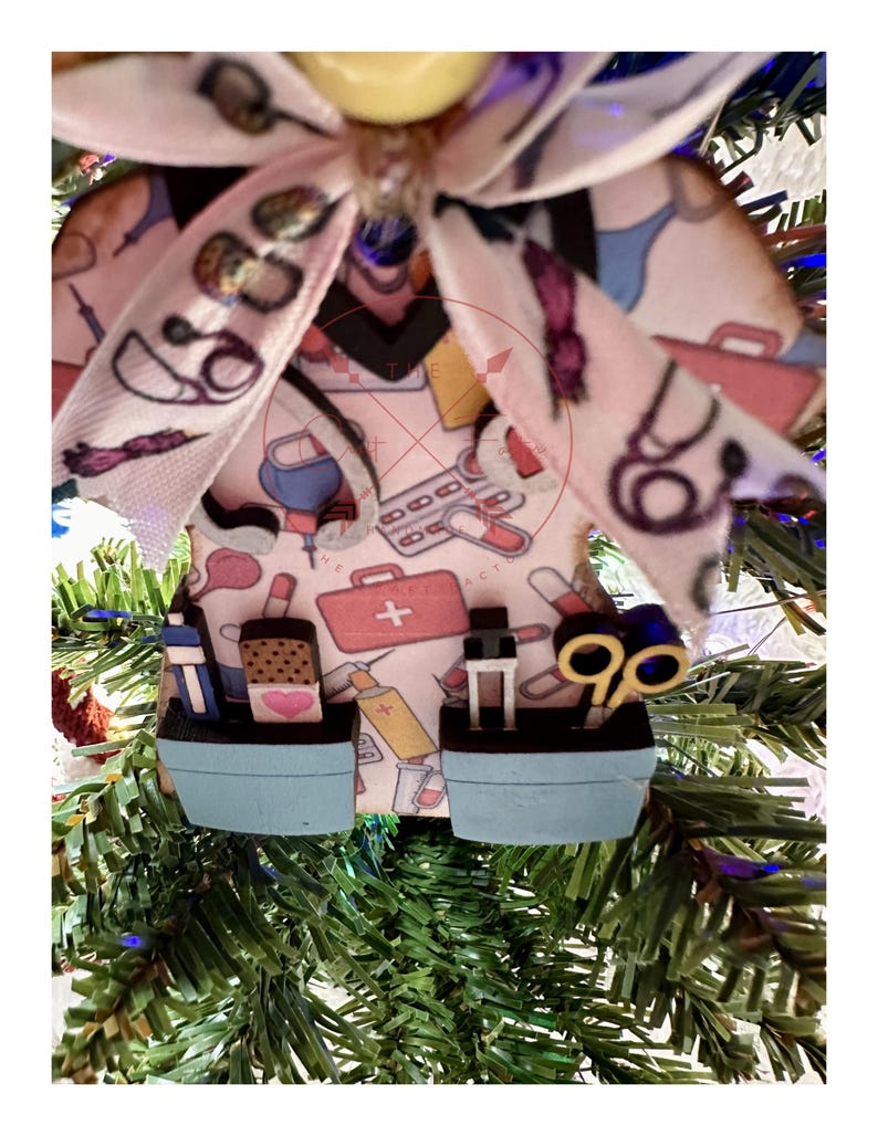 Nurse Christmas Ornament, Scrub Top Ornament, Medical Top Ornament