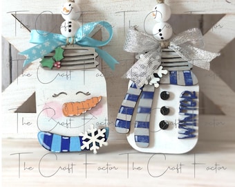 Hand Painted Snowman Mason Jar Ornament: Birch Wood Christmas Decor