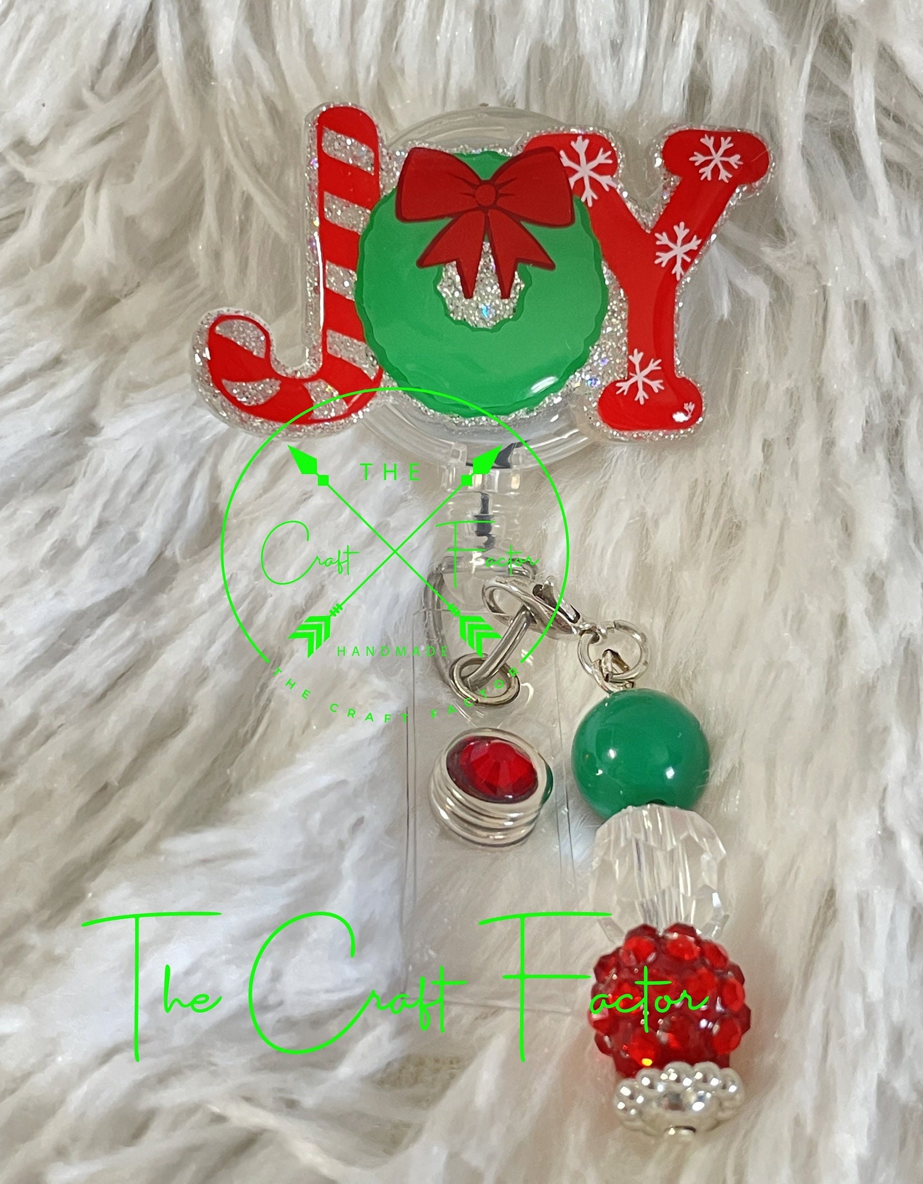 Joy Badge Reel, Joy With Wreath Badge Reel, Nurse Christmas Badge