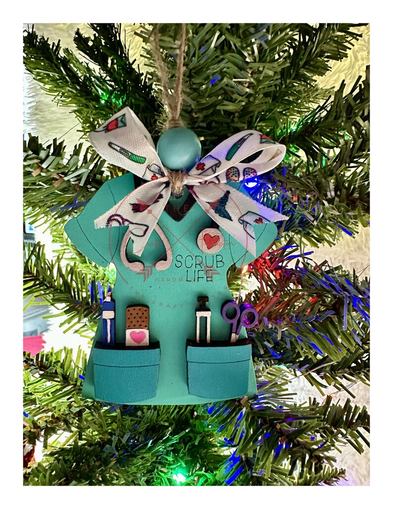 Nurse Christmas Ornament, Scrub Top Ornament, Medical Top Ornament