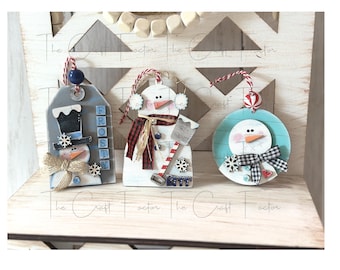 Handmade Wooden Snowman Ornament: Laser Cut Christmas Decoration