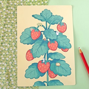 Strawberry Wonders ~ Leuke Kunst ~ Art Print ~ Kawaii Wanddecoratie