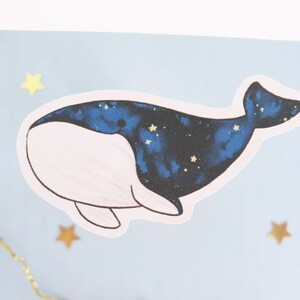 Adesivo de planejador cortado pequeno de baleia espacial ~ Adesivos fofos de planejador ~ Adesivo cortado de noite estrelada ~ Adesivo Kawaii ~ Adesivos fofos