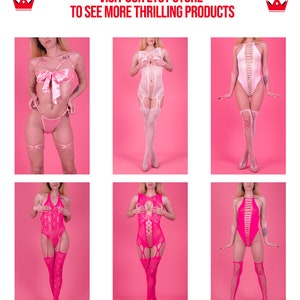 Bodystocking résille haut de gamme Cadeau pour femme Sous-vêtements Ensemble de lingerie rose image 4