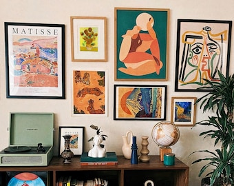 Eclectic Gallery Wall Art Set: Picasso, Matisse, Van Gogh (8 Physische Poster)