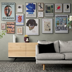 Modern Art Gallery Wall Set: Picasso, Matisse, Miro (15 Physical Posters)