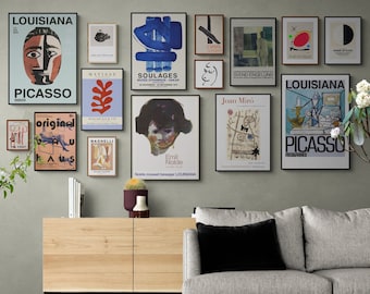 Gallery Wall Set - Living Room Set - Set of 15 - Magnelli - Nolde - Engelund - Picasso - Soulages - Larsen - 15 Pieces - Physical Posters