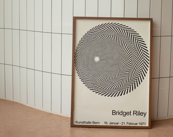 Bridget Riley - Riley Blaze - Op Art - Remake Exhibition Poster - Rare Collection / Black White Theme - Accueil de la galerie