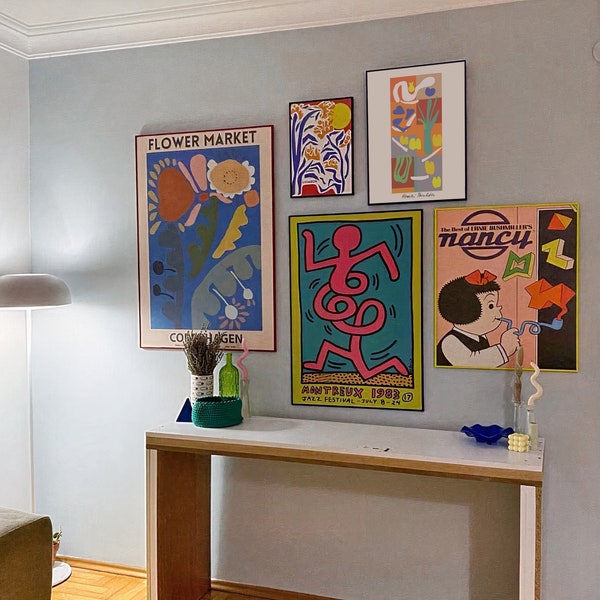 Gallery Wall Set - Modern Home Set - Ernie Bushmiller - Montreux - Flower Market - Matisse - Set of 5