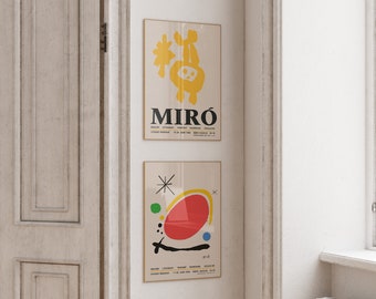 Double Miro - 2 oeuvres d'art de Joan Miro - Version remasterisée - Poster de l'exposition - Galerie Berggruen - Impression numérique - Scandinave