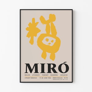 Joan Miro Litografi - Remastered Version - Exhibition Poster - Galerie Berggruen - Digital Print - Scandinavian / Maleri