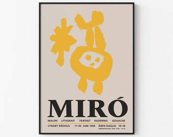 Joan Miro Litografi - Remastered Version - Exhibition Poster - Galerie Berggruen - Digital Print - Scandinavian / Maleri