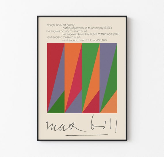 Max Bill Vintage Geometric Exhibition Poster - 1974 Serigraph