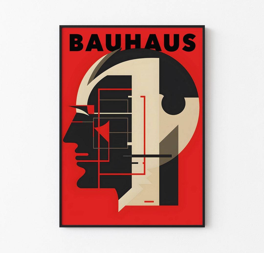 Bauhaus Poster Printable Wall Art, Minimalist Abstract Face