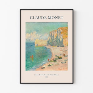 Póster de playa y trópicos - Étretat - La playa y la falaise d'amont - Póster de playa / Claude Oscar Monet / Costa Azul