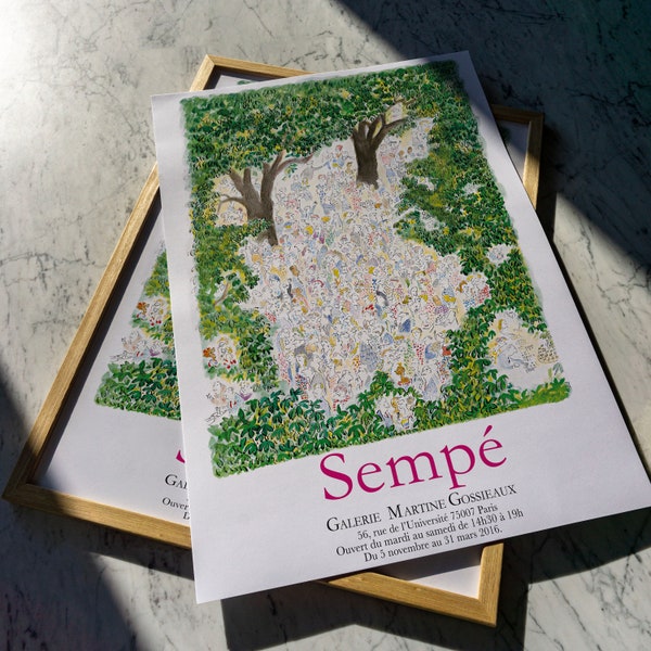 Sempe - Garden Party / J.J Sempe Illustration - Nature Poster / Green / L’affiche - Rare Poster