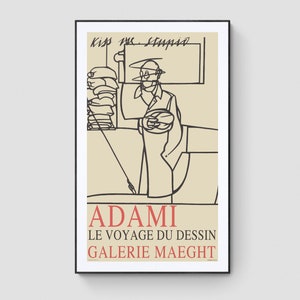 Valerio Adami - Kiss me Stupid 1975 / The Journey of Drawing - Lithographic Digital Poster - Rare Find