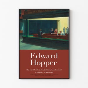 Edward Hopper - Nighthawks - Stimmungsvoll und geheimnisvoll / London Ausstellungsplakat