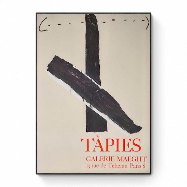 Anthony Tapies - Galerie Maeght 1967 / Antoni Tapies - Croix Noire / affiche lithographique vintage