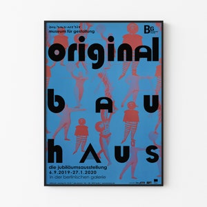 Póster original de la Bauhaus - Figuras de Schlemmer, Bauhaus-archiv, Museum für Gestaltung / Berlín 2019 - Blue Bauhaus