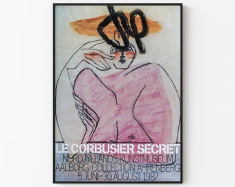 Le Corbusier - Secret / Colección Ahrenberg / Reimpresión del hermoso cartel de la exposición de Le Corbusier de 1987 Póster físico