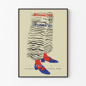 Boutique de Petit Pas - Pubblicità di un negozio di scarpe francesi vintage, Parigi, pubblicità / arte murale, poster retrò francese, pubblicità, arte minimalista