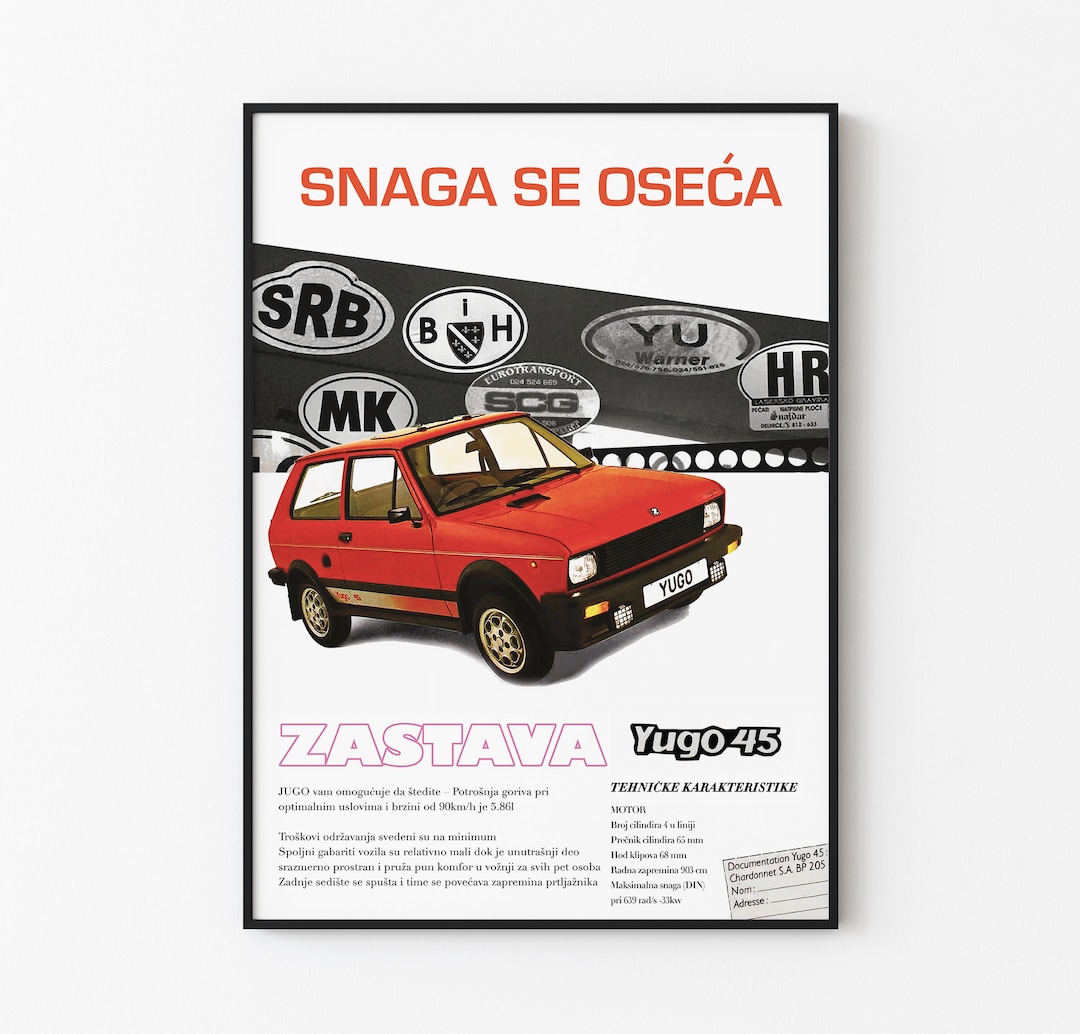 Yugo Zastava Car Poster: Yugoslavia Retro Wall Art (digital