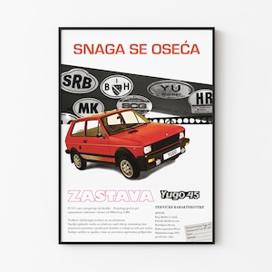 Yugo Zastava Car Poster: Yugoslavia Retro Wall Art (Digital Download)