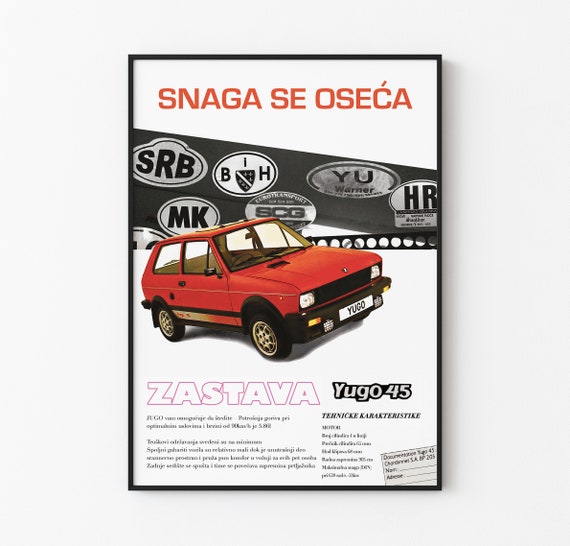 Yugo Zastava Car Poster: Yugoslavia Retro Wall Art (digital