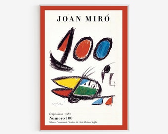 Joan Miro - Abstract painting - Numero 100 - Miro exhibition poster - Number 100