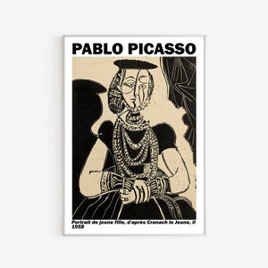 Pablo Picasso - Retrato de uma jovem - Depois de Cranach, o Jovem Pôster - Retrato de jeune fille 1958 Impressão digital