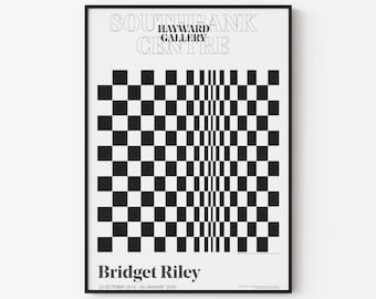Pôster da exposição de Bridget Riley, impressão Op Art, decoração de parede geométrica (download digital)