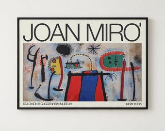 Joan Miro Guggenheim Museum Poster – 1986 Exhibition Poster Reproduction – Vintage Modern Art Print – New York Museum Wall Art