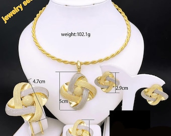 5 set Italian Gold  plated design Jewelry Sets For Women Fashion Jewelry Necklace, bracelet, pendants , Earrings and ring for Women