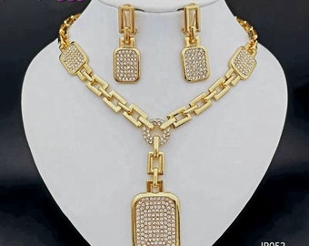 4 set Italian Gold  plated design Jewelry Sets For Women Fashion Jewelr Necklace, bracelet, Earrings and ring for Women
