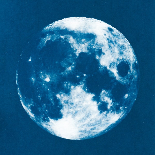 Cyanotype of the Moon, 8x10 handmade print