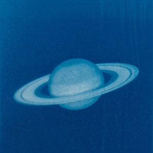 Cyanotype of Saturn, 4x6 handmade print