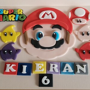 Edible Handmade Sugar Paste Fondant Icing (Unofficial) Super Mario Mario Style Cake Decoration Topper and Lettering