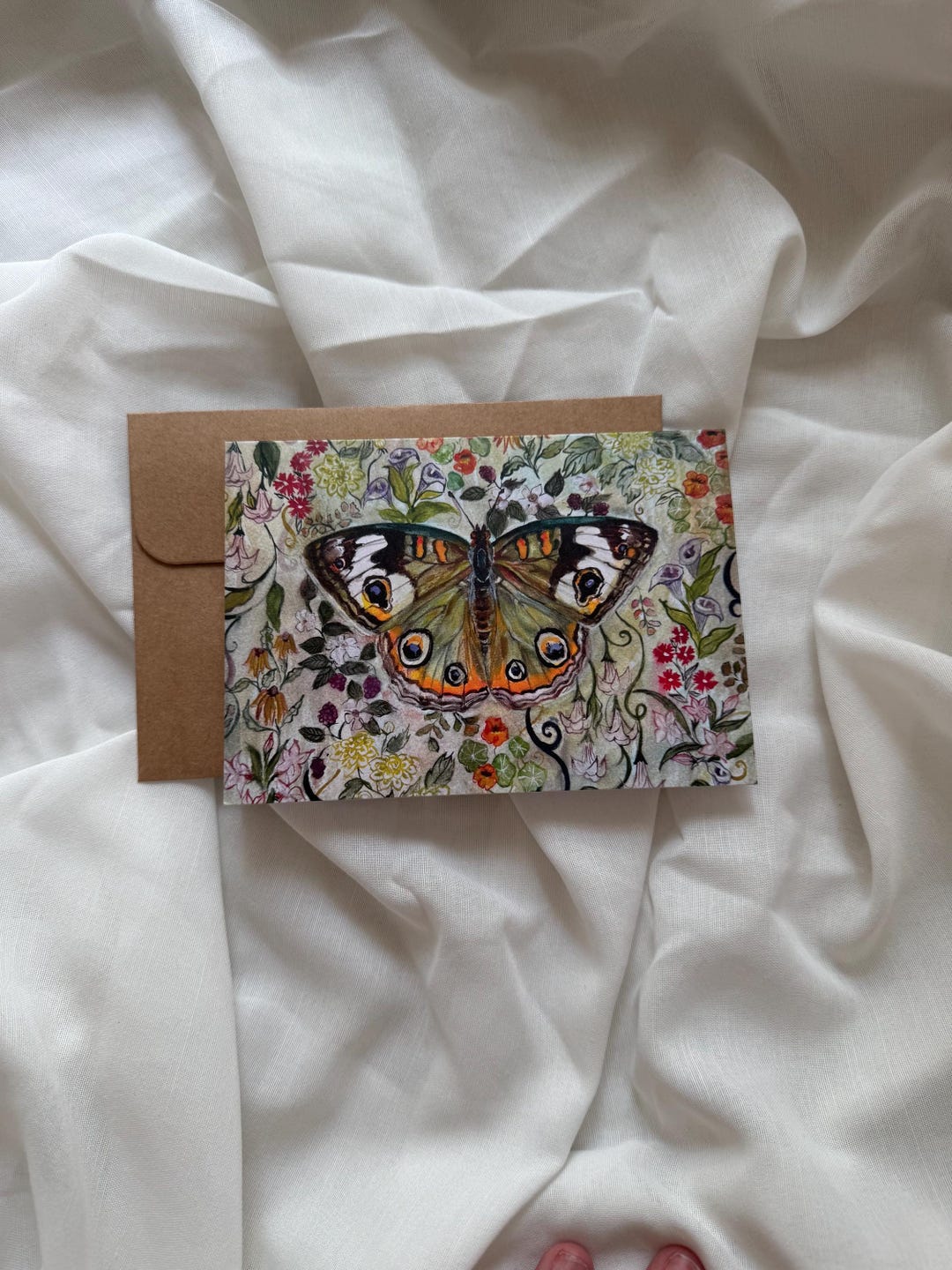 Floral Buckeye Butterfly Fine Art Blank Greeting Card "of Spring" - Etsy