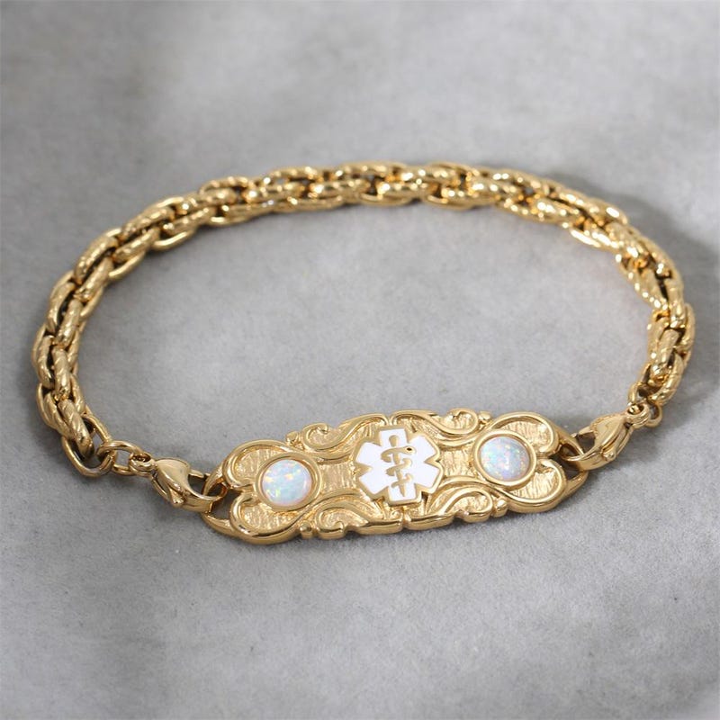 🎁Buy 2 FREE SHIPPING🎁Personalized Medical Alert Bracelet for Women, Blood Thinner Diabetes Emergency Identification Girls Medical ID Bracelet