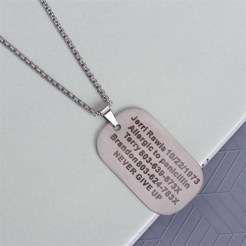 Custom Medical Alert Dog Tag Necklace for Men Women，personalized ...