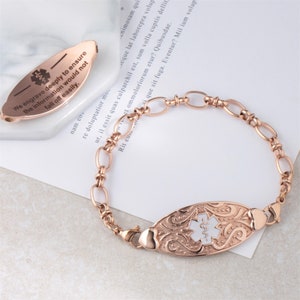 Custom Medical Alert Bracelet for Women With Free Engraving,Personalized Identification Emergency Diabetes medic ID Life Alert Jewelry