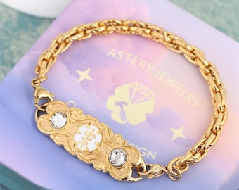 Personalized Medical Alert Bracelet Women With Crystal for Free Engraving, Emergency Diabetes Epilepsy Allergy Alert ID Bracelet Jewelry