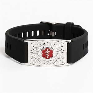 Adjustable Sport Medical Alert ID Bracelets for Women Men with Free Engraving, Custom Emergency Identification Silicone Wristbands
