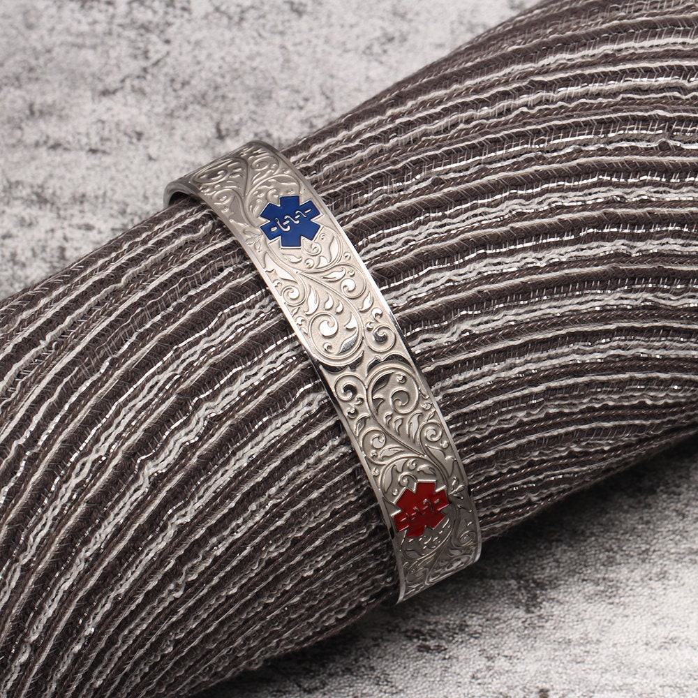 Custom Medical Alert Cuff Bracelet With Free Engraving for Men Etsy