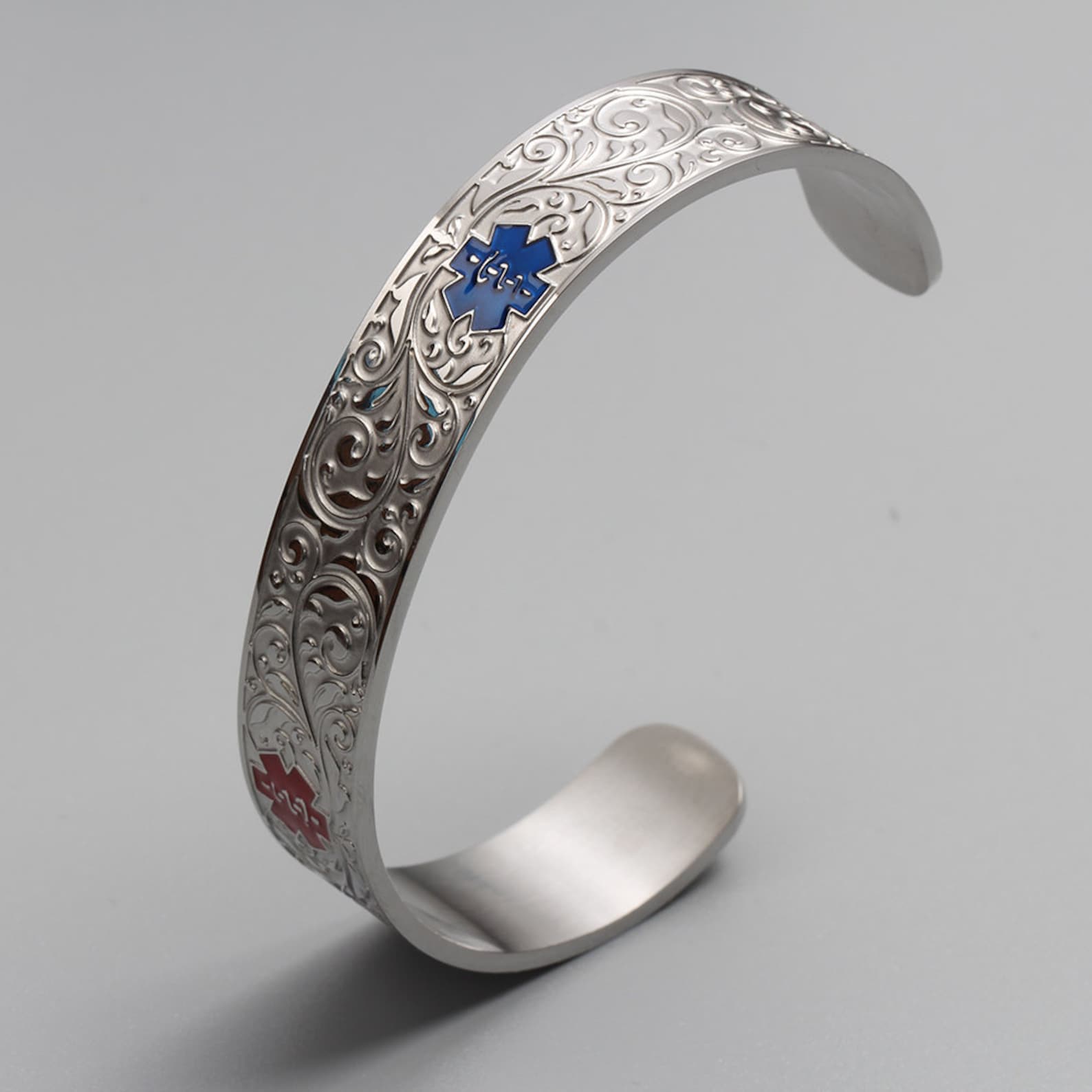 Custom Medical Alert Cuff Bracelet With Free Engraving for Men Etsy