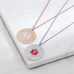 Customize Medical Alert Necklace for Women With Free Engraving Personalized Identification Emergency Necklace Medic ID Life Alert Jewelry